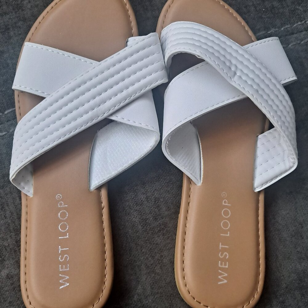 West Loop Women's White Criss-Cross Sandals